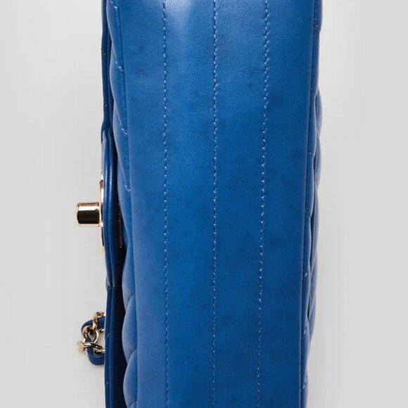 Chanel Blue Chevron Quilted Lambskin Leather Classic Mini Rectangular Bag - Picture 9 of 12